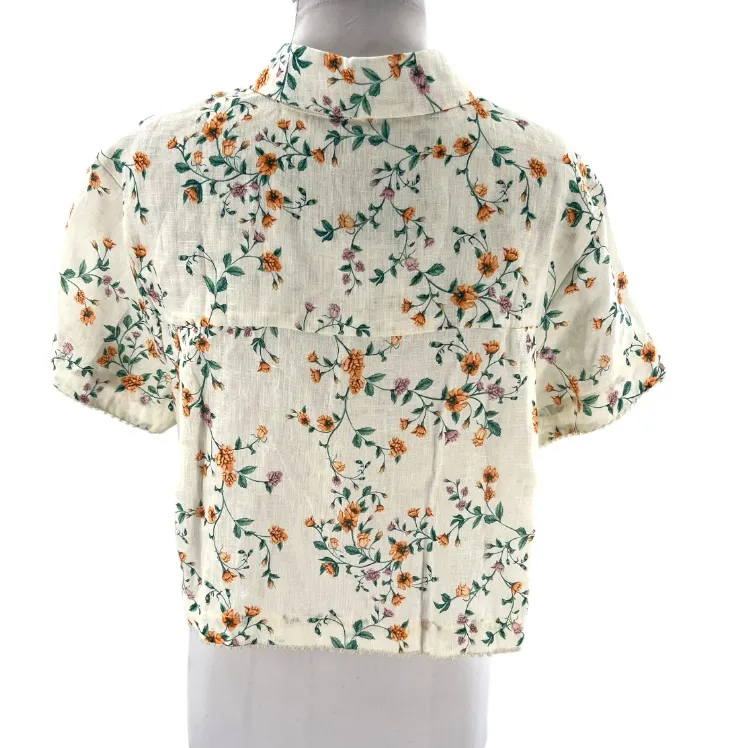 NWT Agua by Agua Bendita Virtuosa Chinesis Linen Shirt Sz S Yellow - Image 6