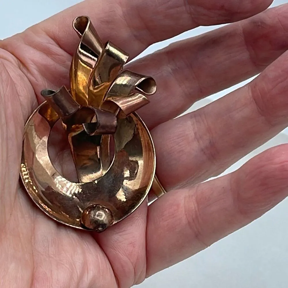 Vintage MCM solid copper 3D brooch Brown - Image 6