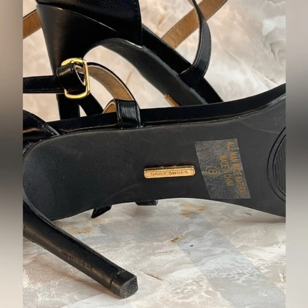 Daily Shoes San Francisco Jennifer Women Open Toe. Size 8. Black - Image 6