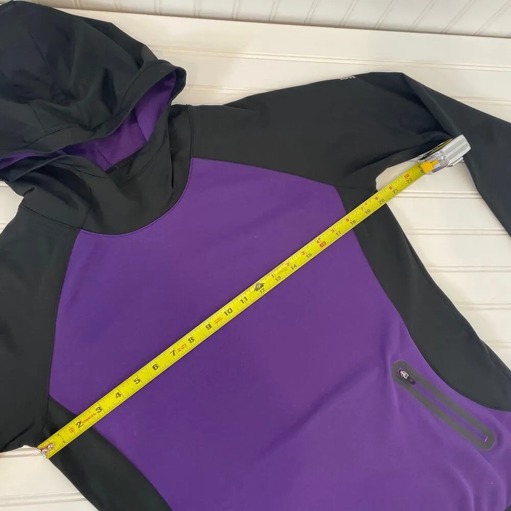 Second Skin Scuba Hoodie Sweatshirt Womens Purple Black Colorblock Size L Size L - Image 6