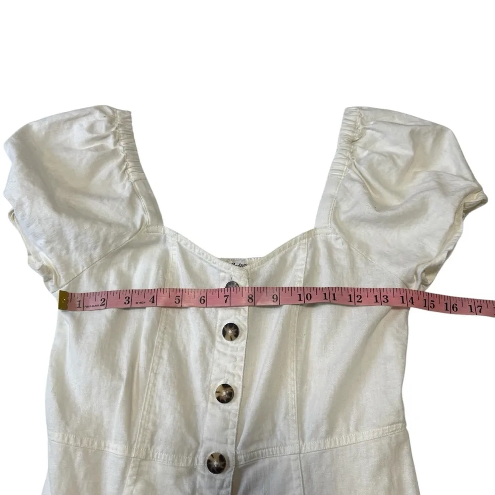 Madewell Linen Cotton Puff Sleeve Mini Dress - Image 11