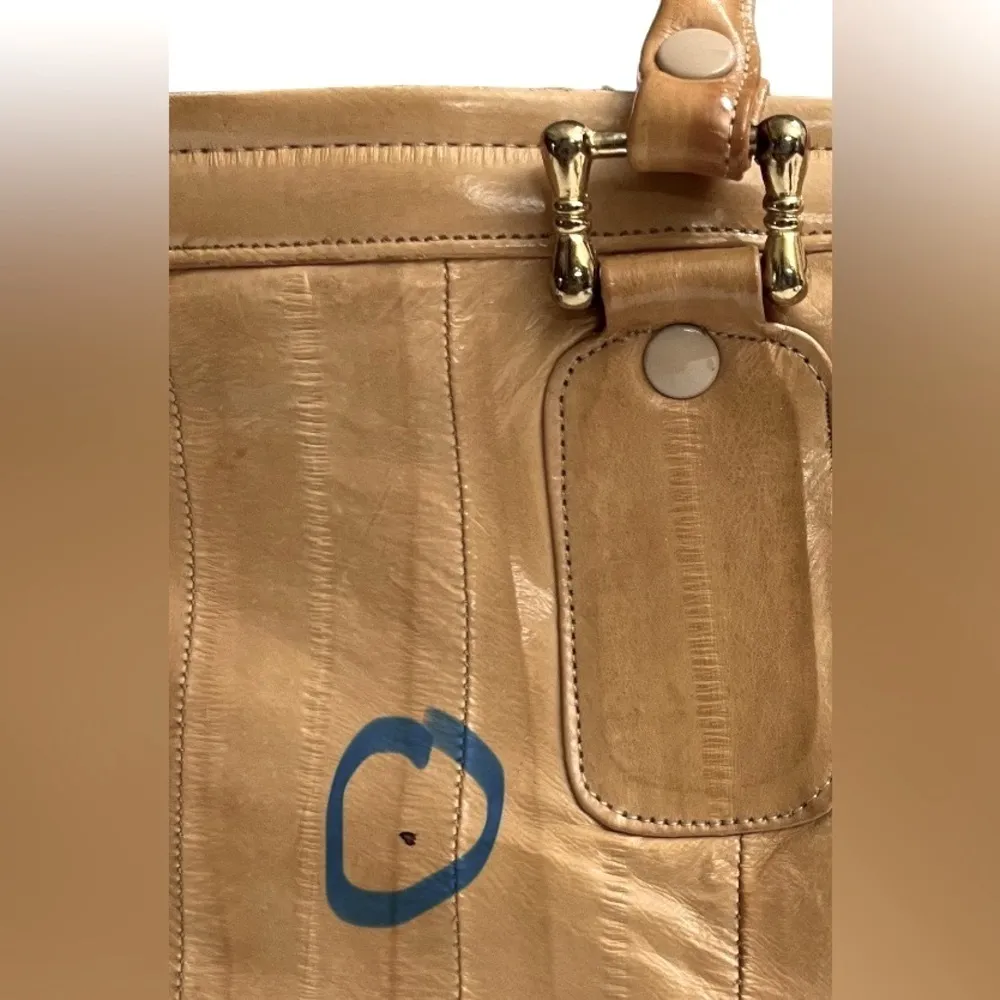 Vintage Camel Tan Eel skin Purse Handbag Satchel - Image 8