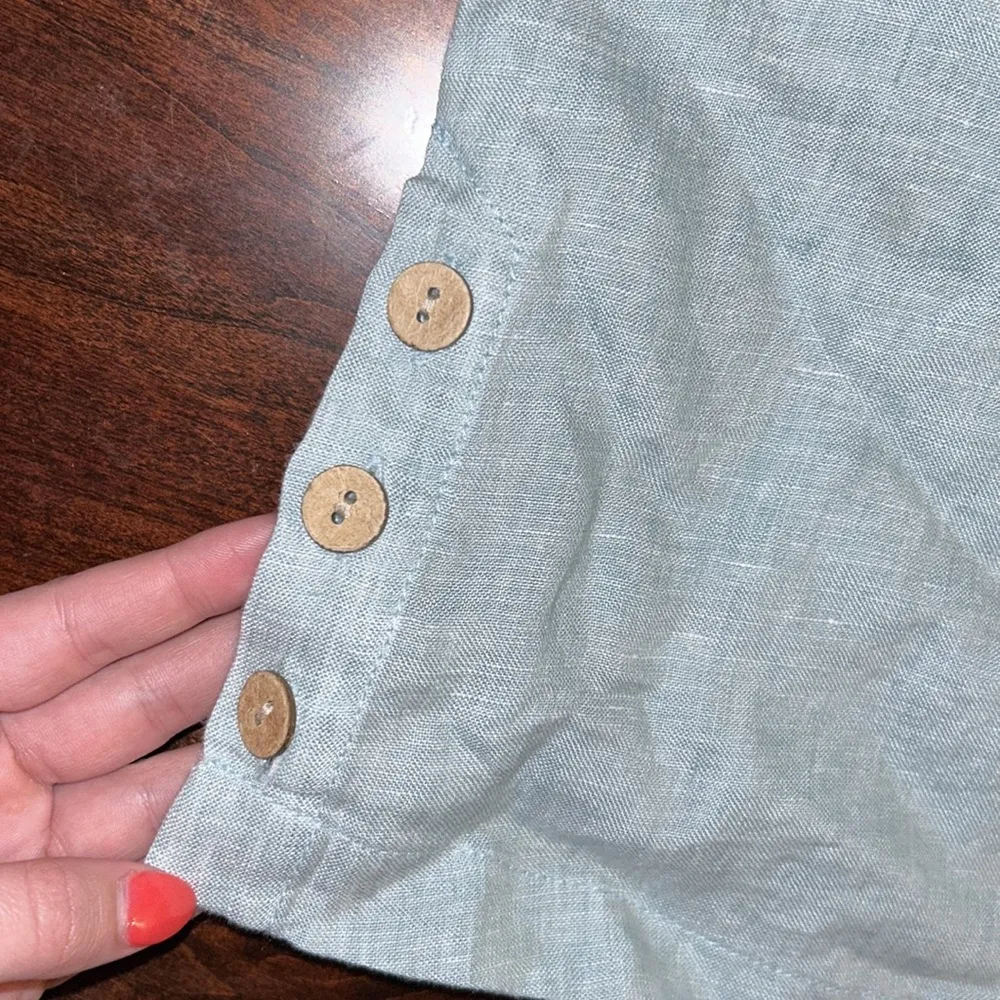 C & C California Linen Button Side Short Sleeve Blouse Beach Summer Vacation - Image 3