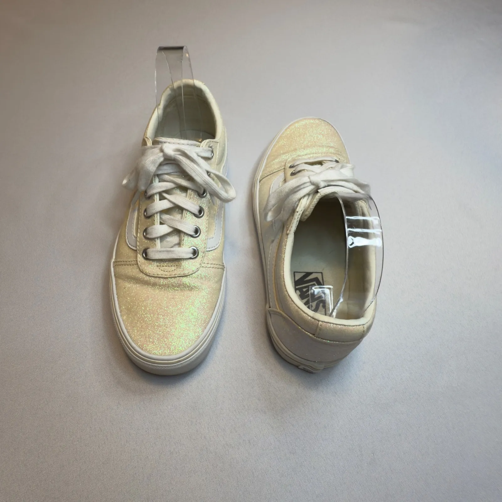 Vans Old Skool Glitter Sparkle Low Top Sneakers Women's Cream White Shoes Size 8 - Image 3