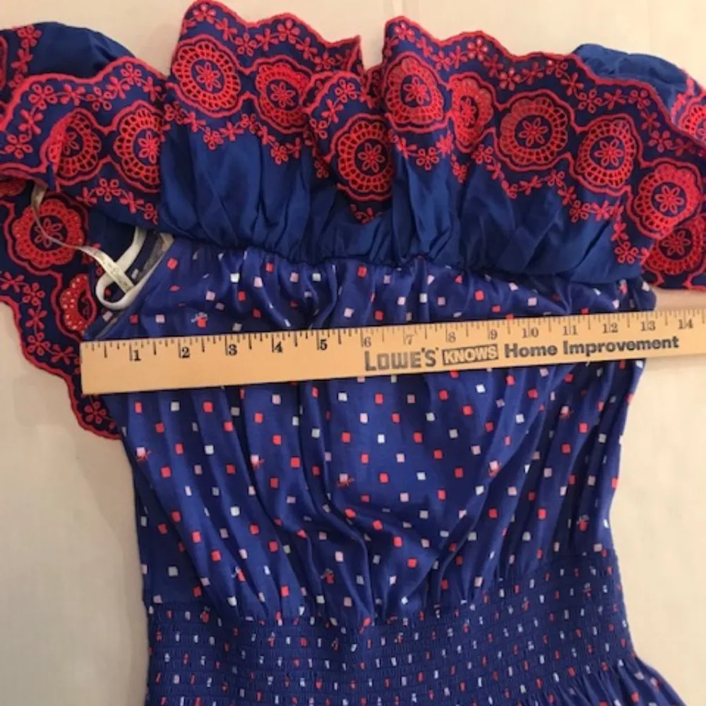 Lilly Pulitzer Kalama Off Shoulder Ruffle Smocked Dress Size XS blue New - Image 6