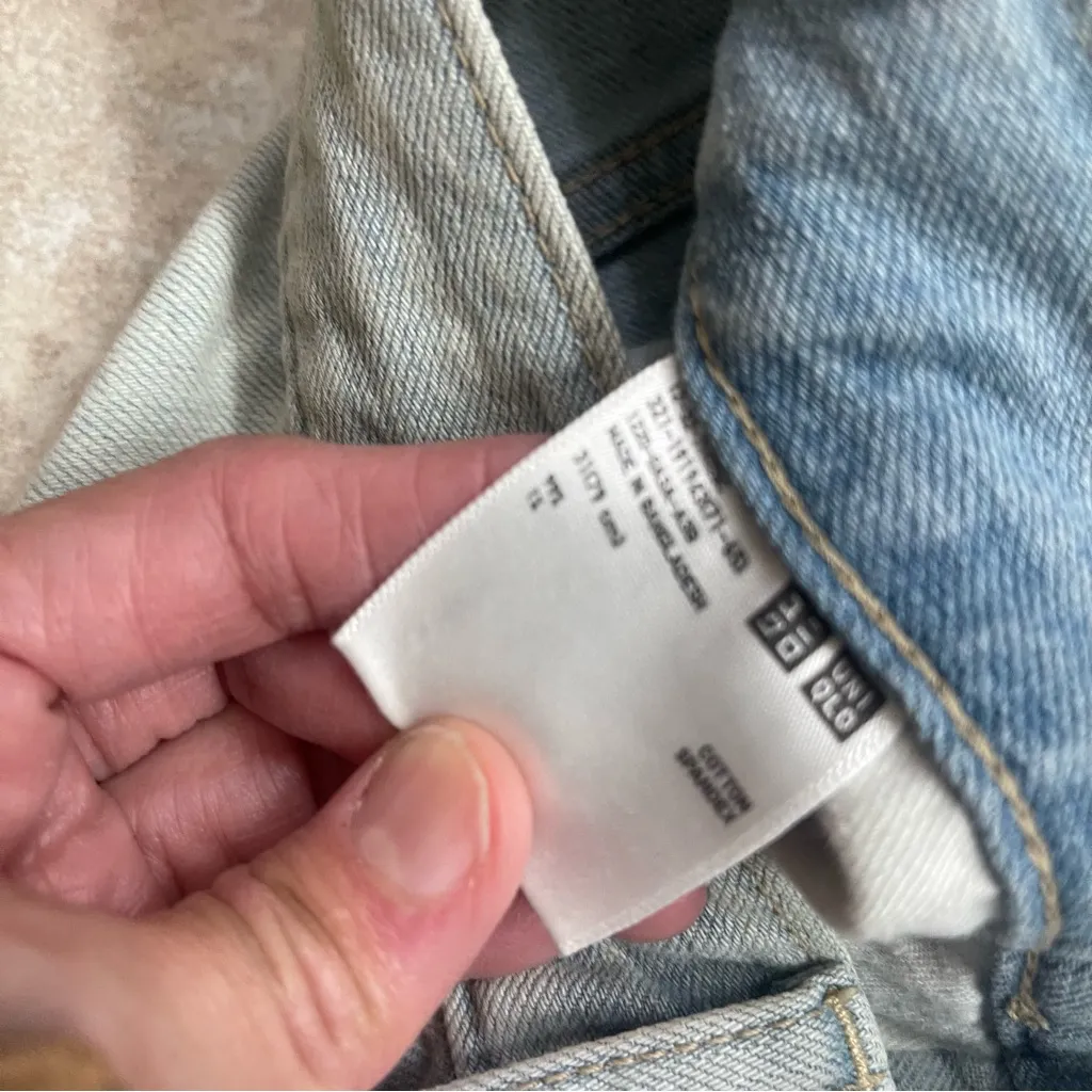 Uniqlo Sz 31 Womens Slim Straight Light Blue Denim Jeans  Low Rise Raw‎ Hem - Image 11