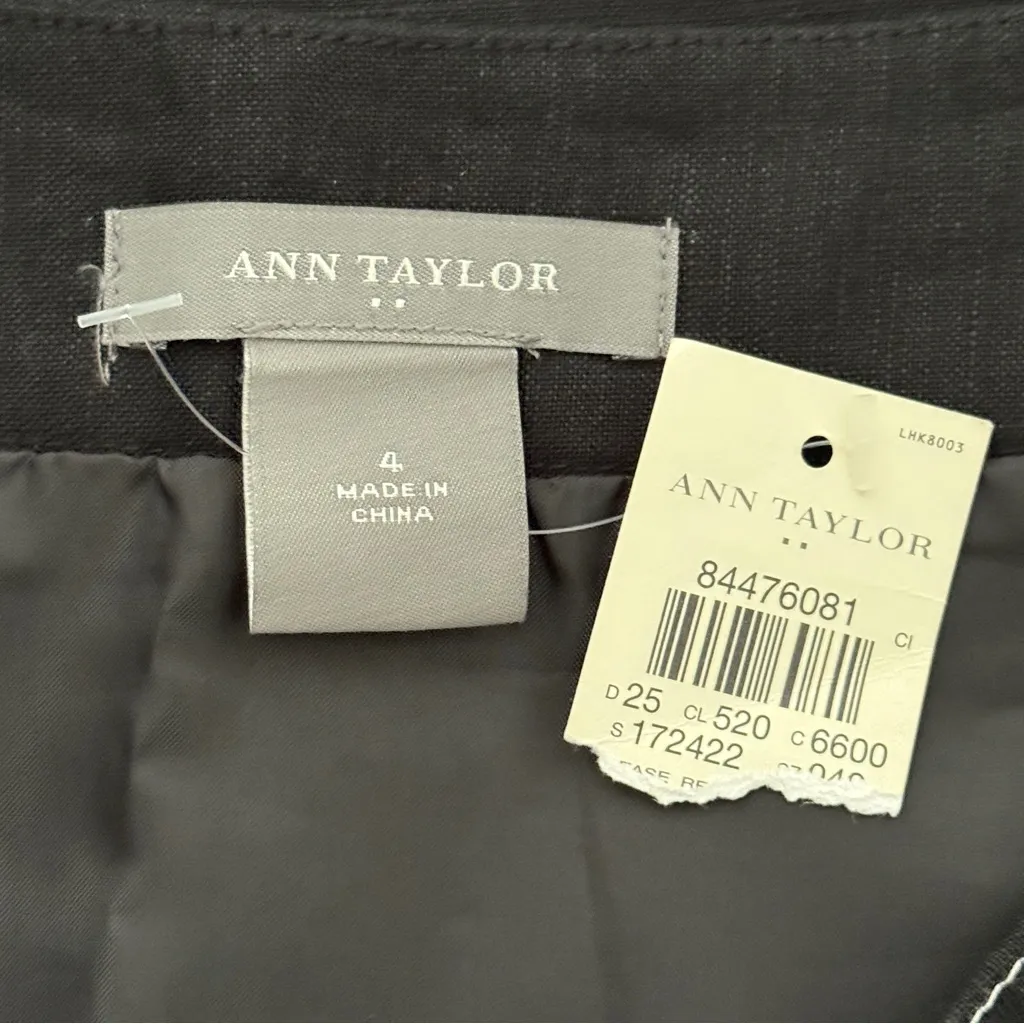 NWT Ann Taylor Black and White Embroidered Floral Linen Blend Skirt 4 - Image 7