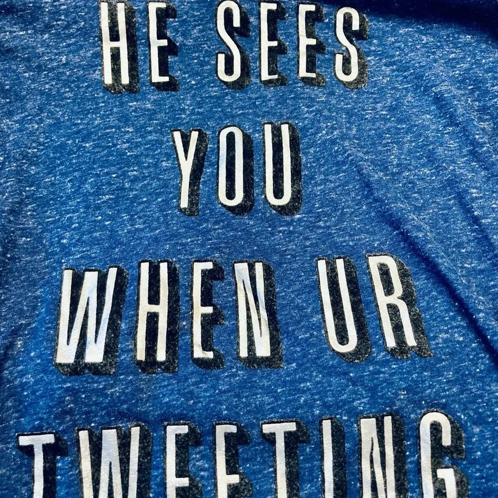 Victoria's Secret He‎ sees you when ur tweeting shirt Large - Image 4