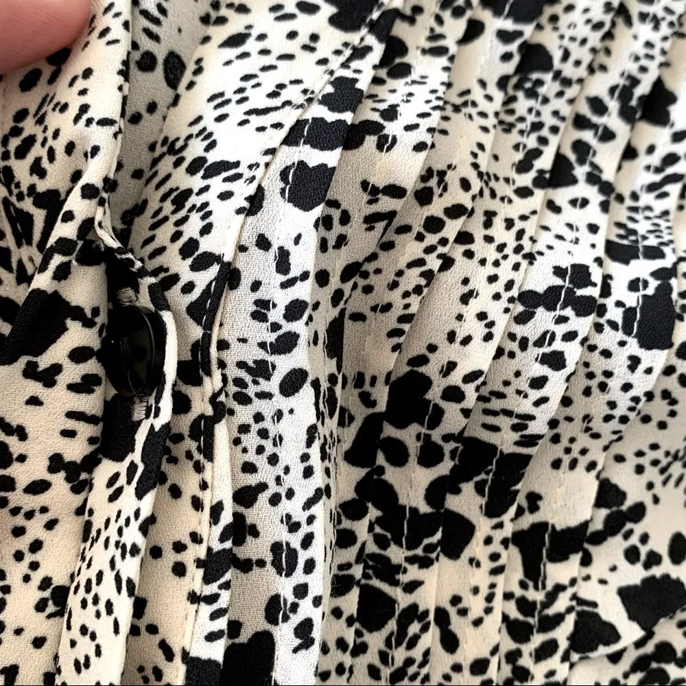 H&M Flutter Sleeve Pleated Print Top Blouse XS - Image 10