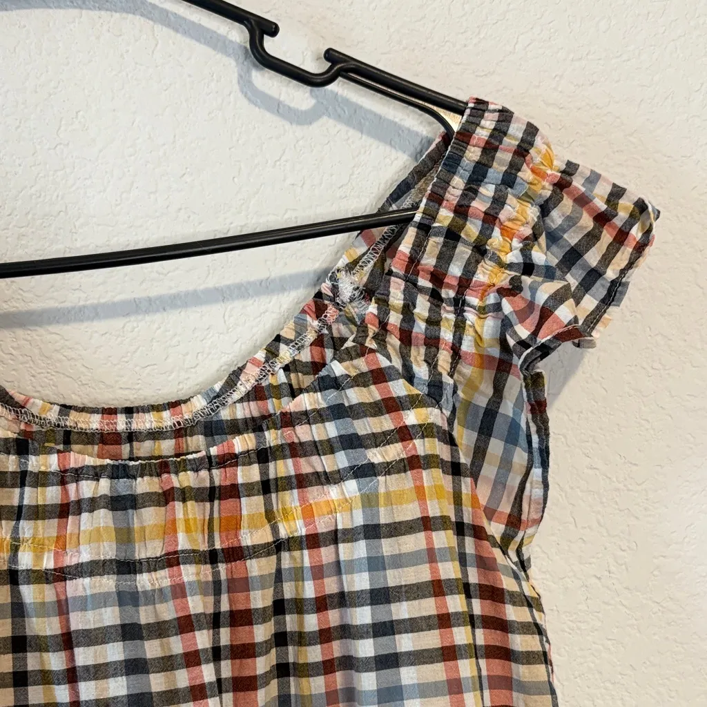 LOFT Multicolor Plaid Tiered Midi Dress Medium - Image 3