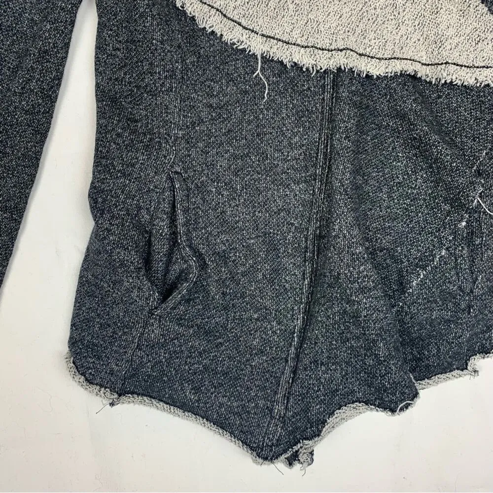 Blanc Noir asymmetrical jacket women's small gray grunge moto waterfall distress - Image 4