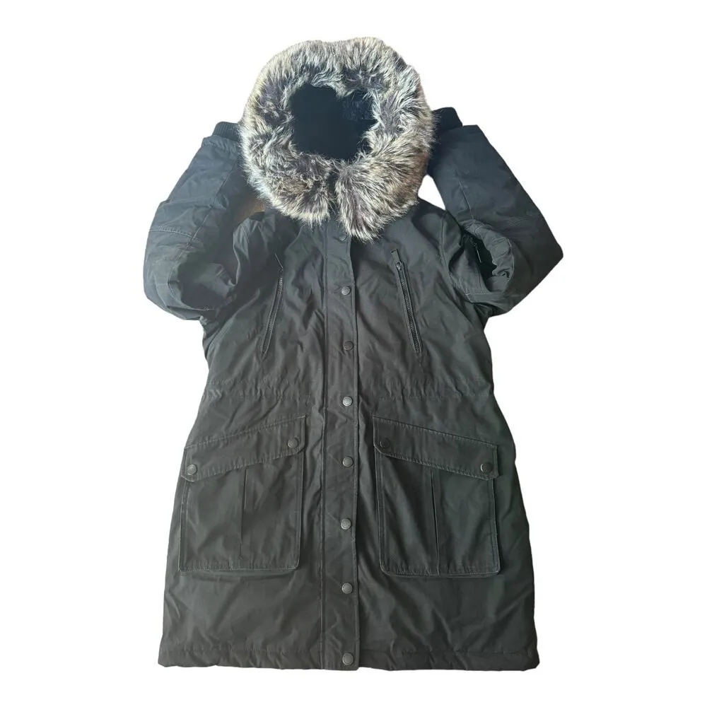 BCBGeneration Black parker hooded coat with removeable fur size Large - Image 3