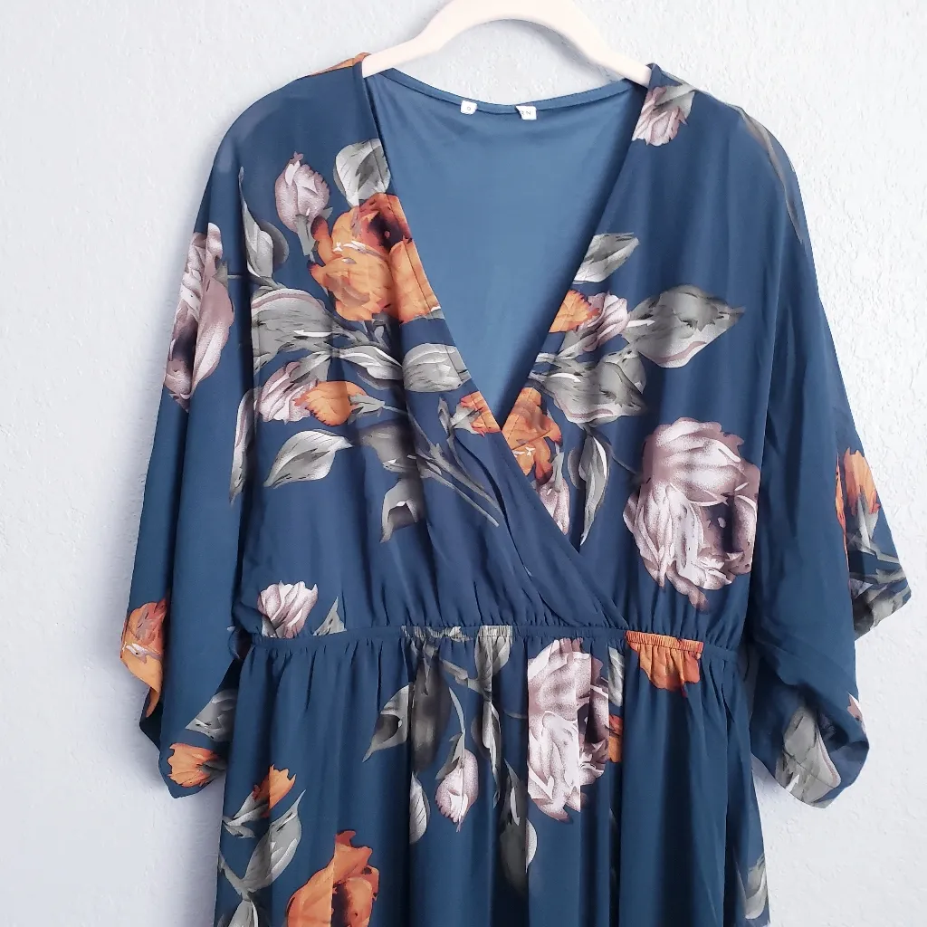 Baltic Born Kia Deep Topaz Floral Kimono Maxi Dress - Image 4