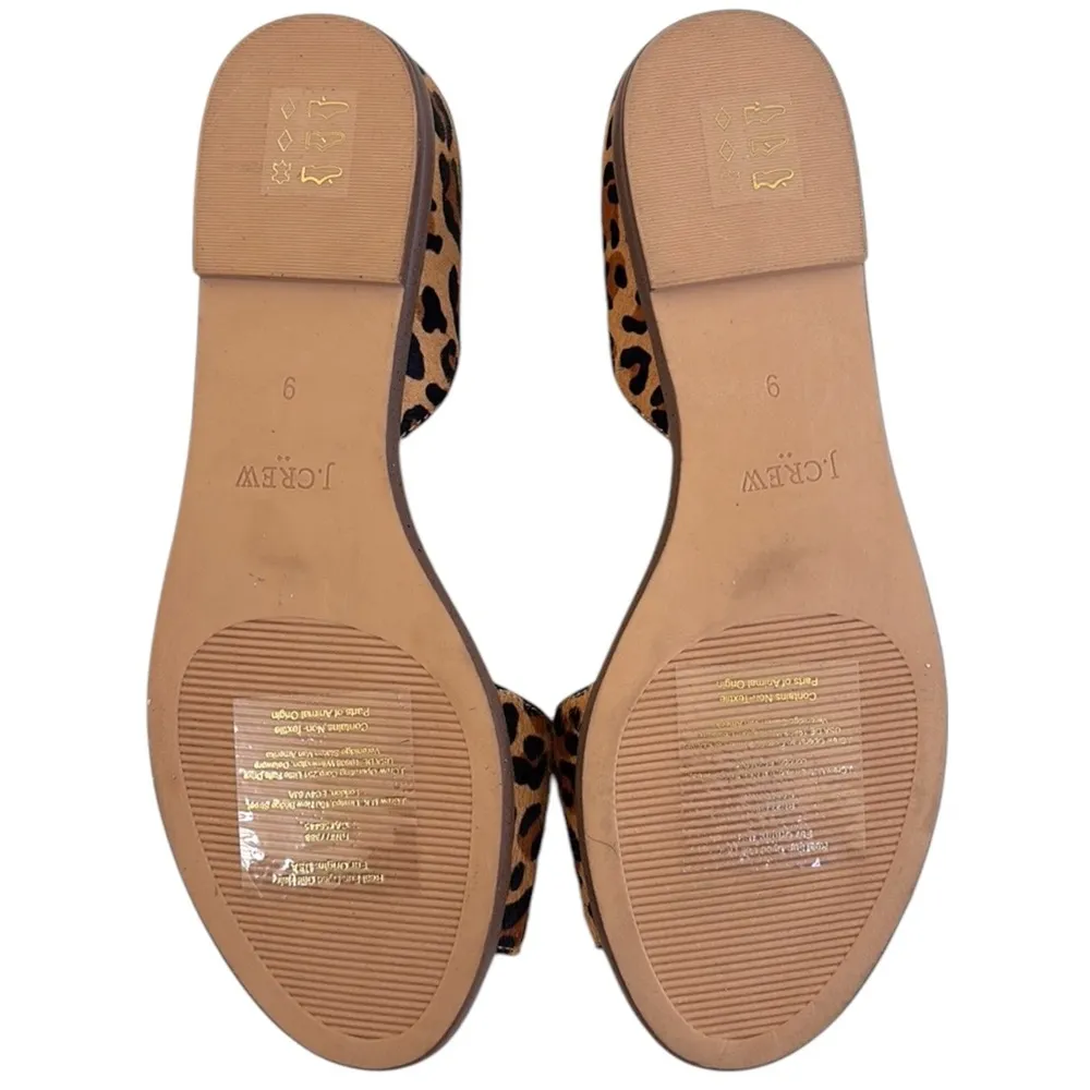 Like New J. Crew Leather and Calf Hair Sandals Animal Print Size 9 Tan - Image 8