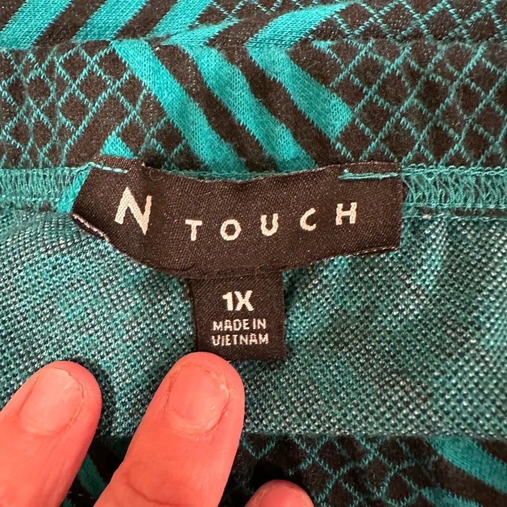 N Touch Skirt dark teal &black Herringbone Midi Knit Sz 1X Black - Image 5