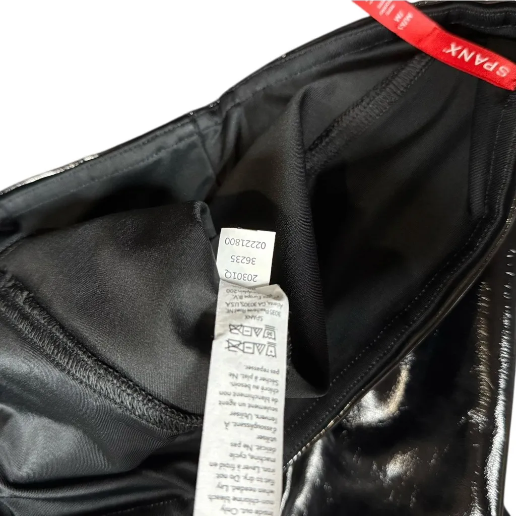 Spanx Faux Patent Leather Leggings Pants Black Women’s Medium Petite High Shine - Image 9