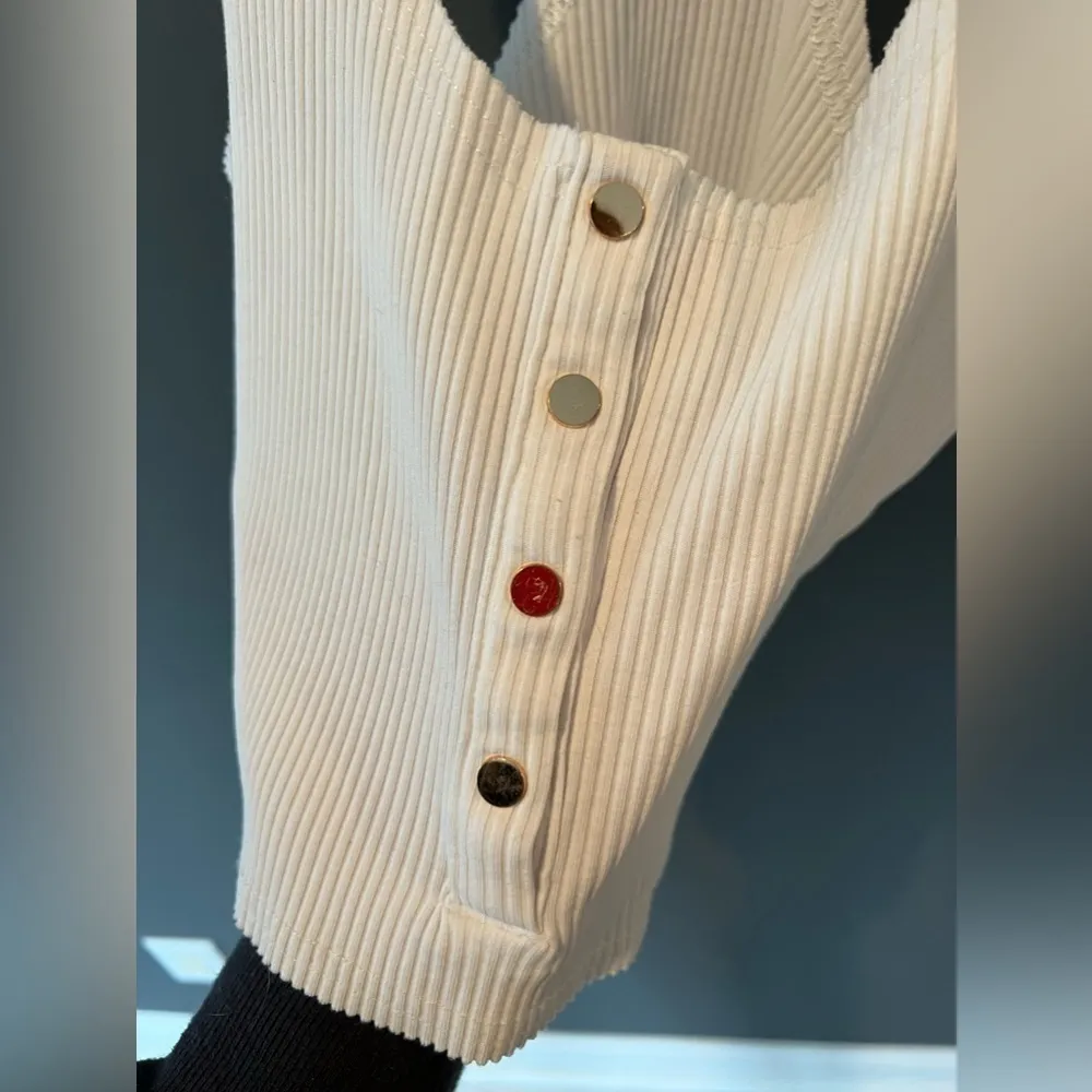 Revolve White Crop Top with Rose Gold Buttons, Small - Image 6