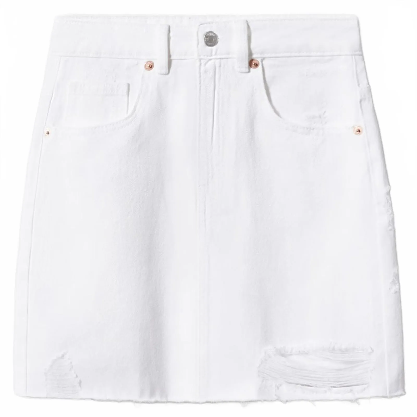 Mango Frayed Hem White Denim Mini Skirt NWT Teen's Large - Image 9
