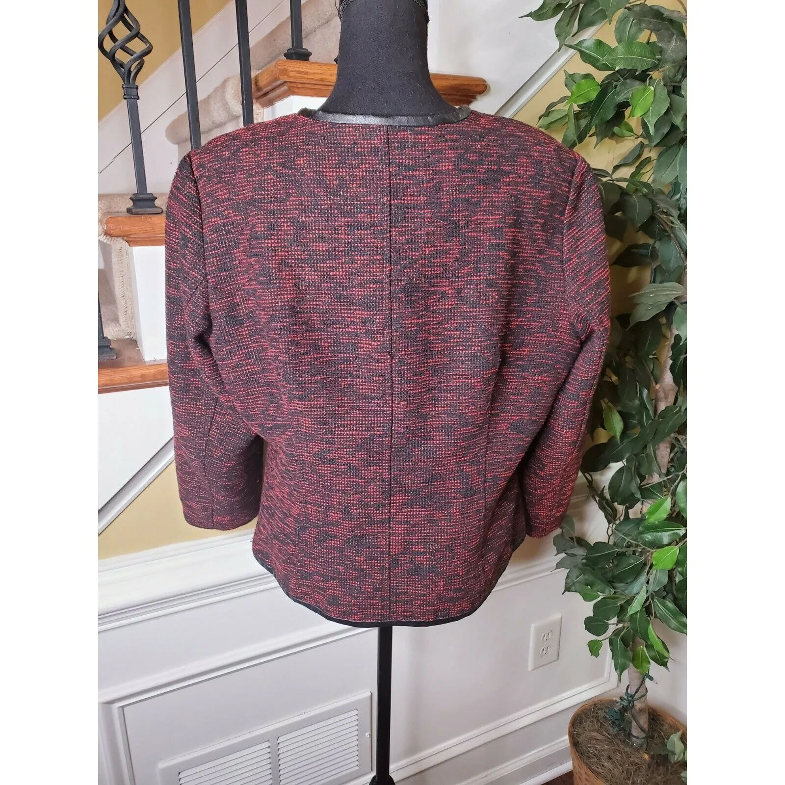 Valerie Bertinelli Jacket XL Burgundy Blazer Zip Wool Blend - Image 7