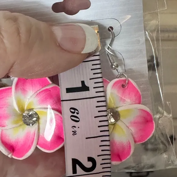 Tropical Floral‎ Earrings Pink - Image 5