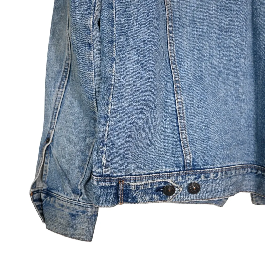 H & M & Denim Unisex Washed Denim NASA Logo Trucker Distressed Jean Jacket - Image 7