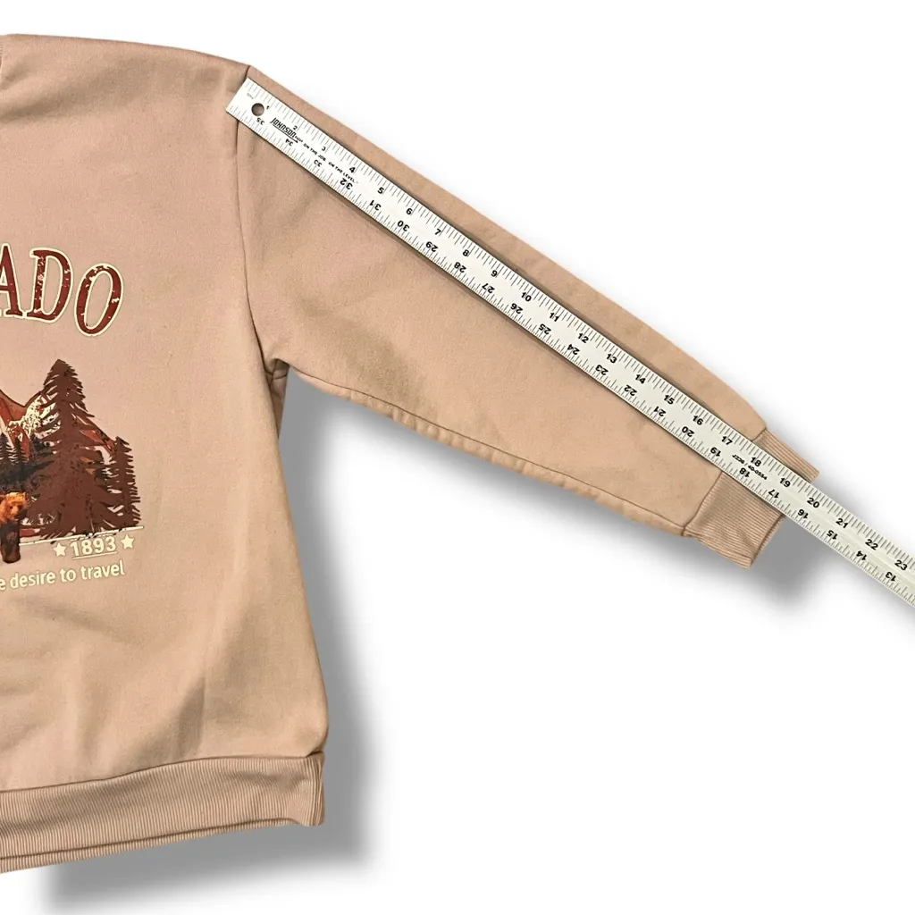 Colorado Sweatshirt Size Medium Women Crew neck Beige Tan Outdoor Oversized - Image 5