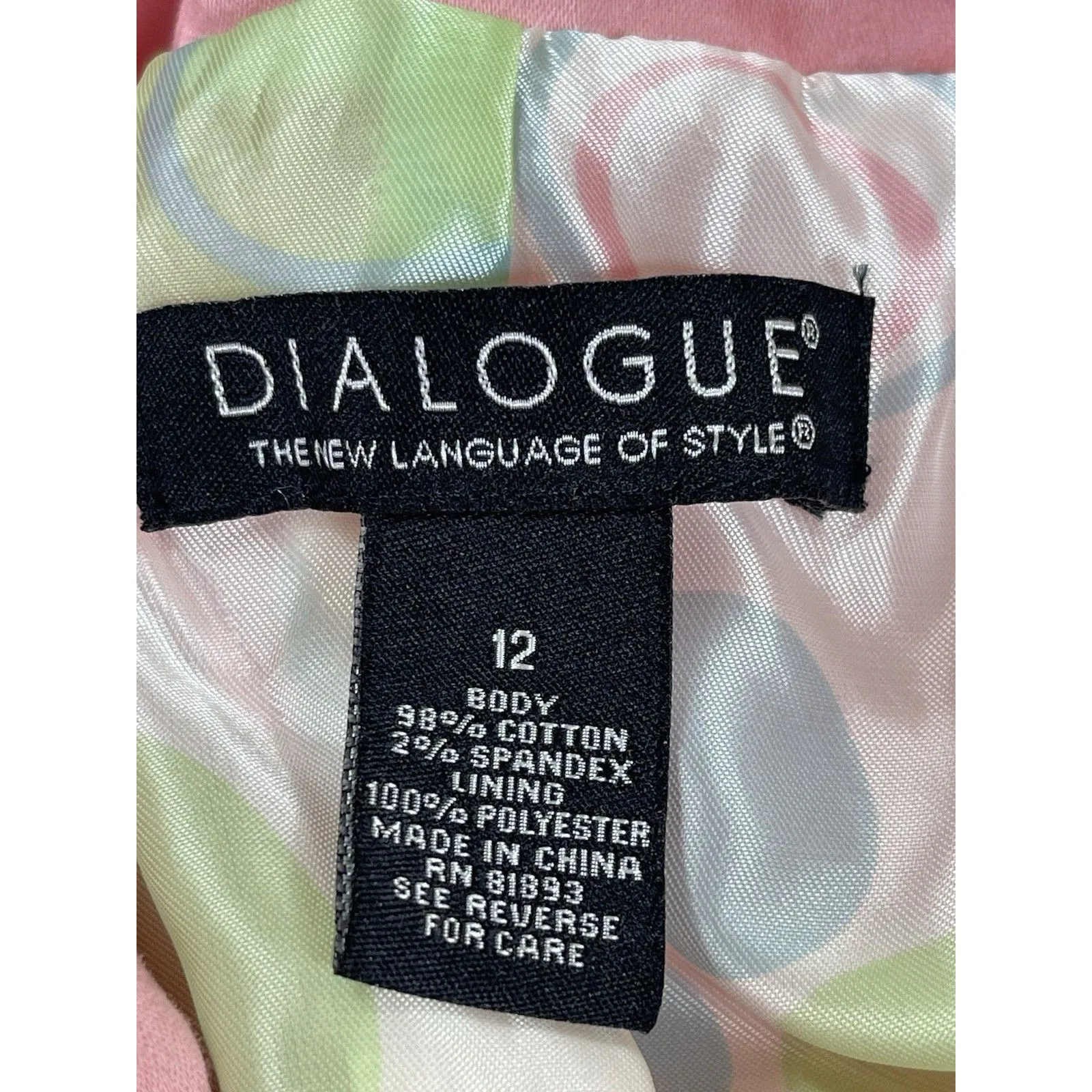 VTG Dialogue Women’s 12 Pink Cotton Spandex Button Front Jacket Lightweight 90s - Image 12