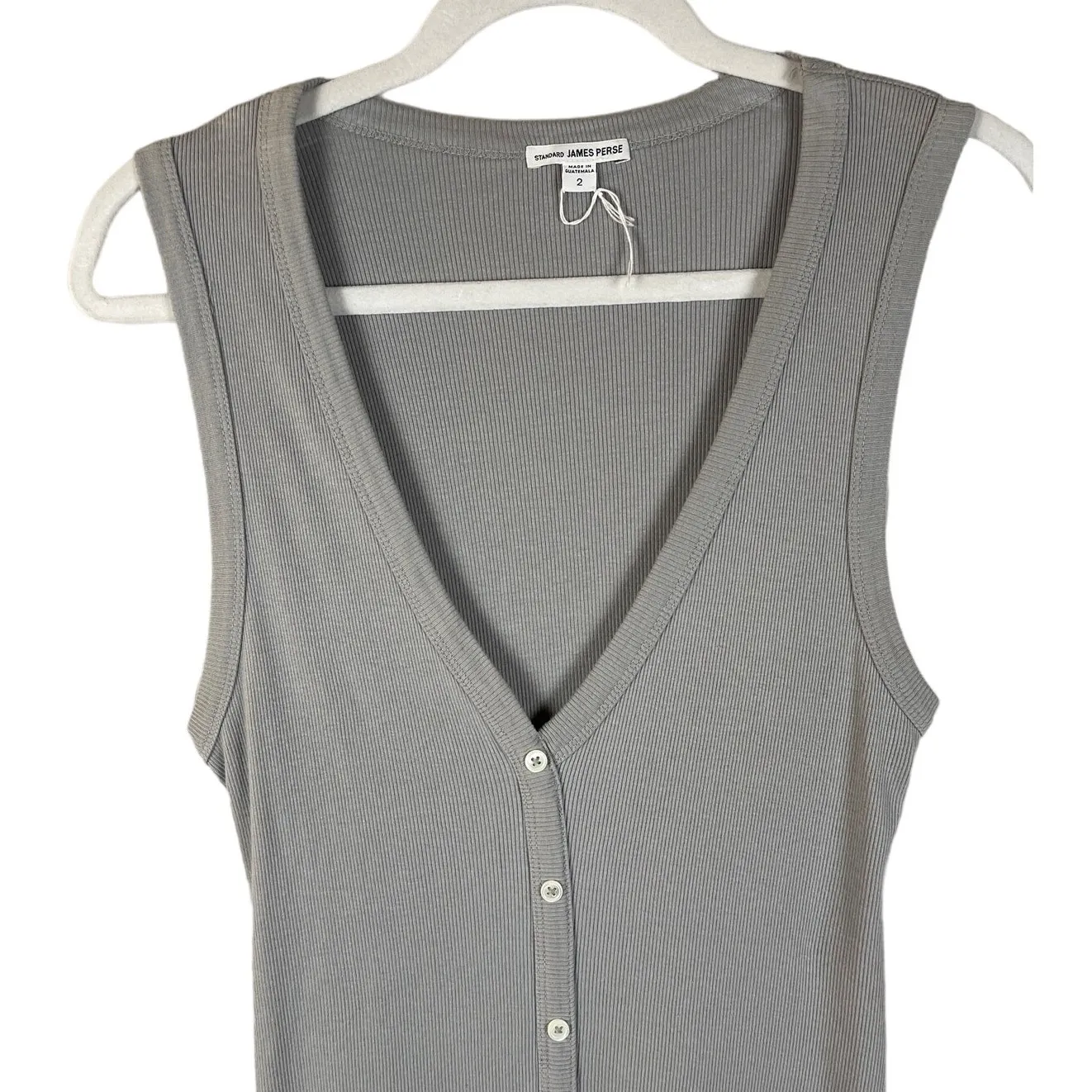 James Perse Ribbed Stretchy Gray Midi A-Line Dress Size‎ Medium - Image 2