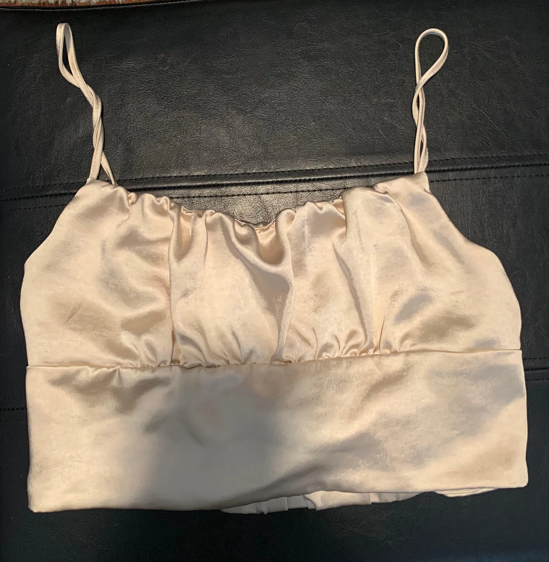 ZARA   Shiny Gold Crop Top - Image 2