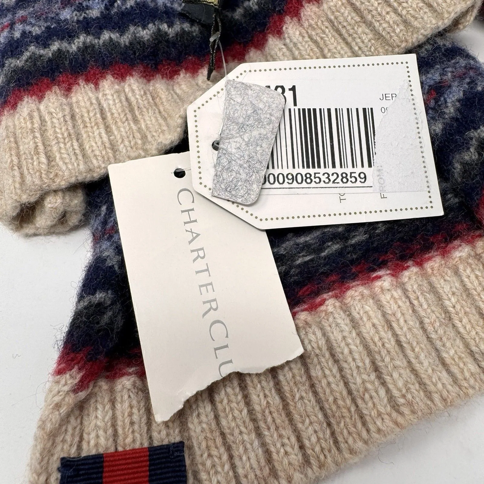 Charter Club Luxury 100% Cashmere Scarf Fair Isle Heather Camel Scarf NWT - Image 5