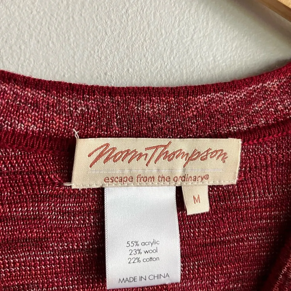 Y2K Norm Thompson Red Floral Cardigan Filigree Knit Wool Blend Size M Size M - Image 3