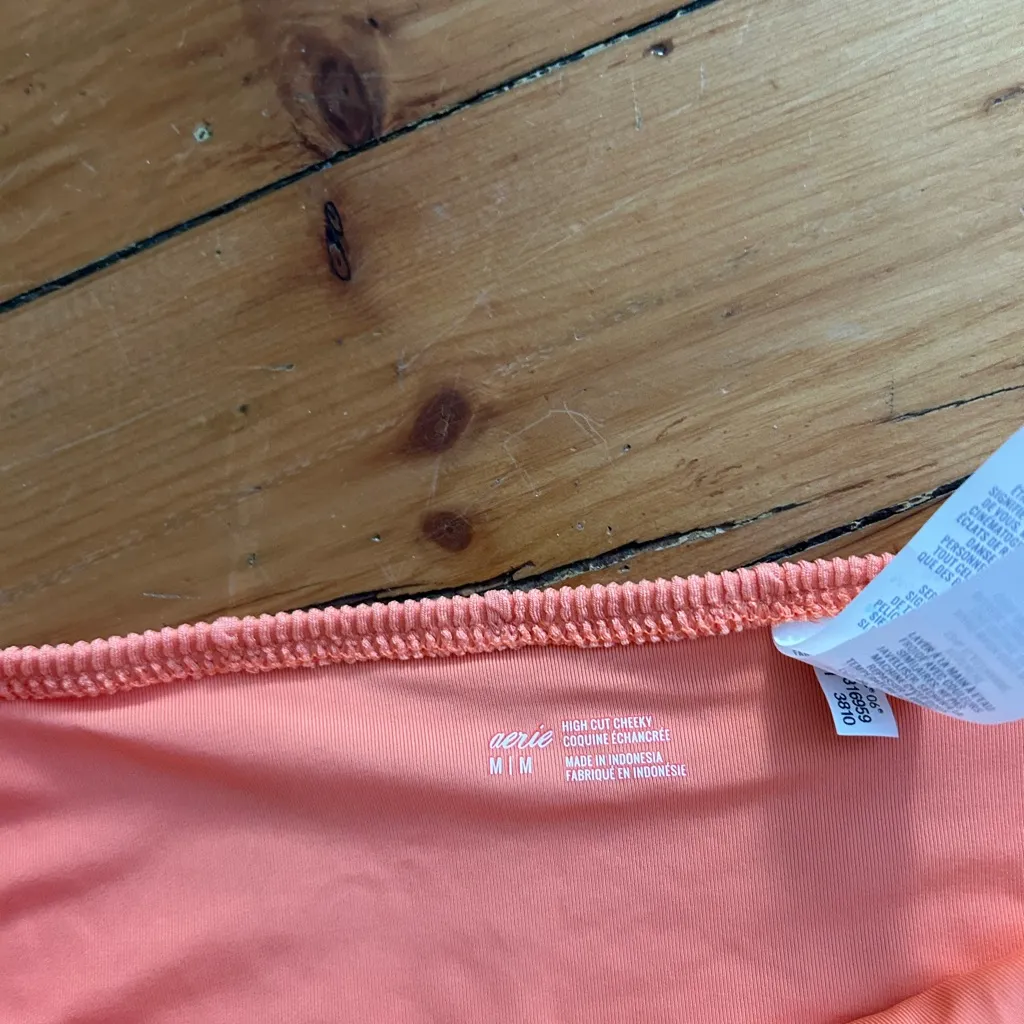 Aerie high cut cheeky bikini bottoms orange medium - Image 3