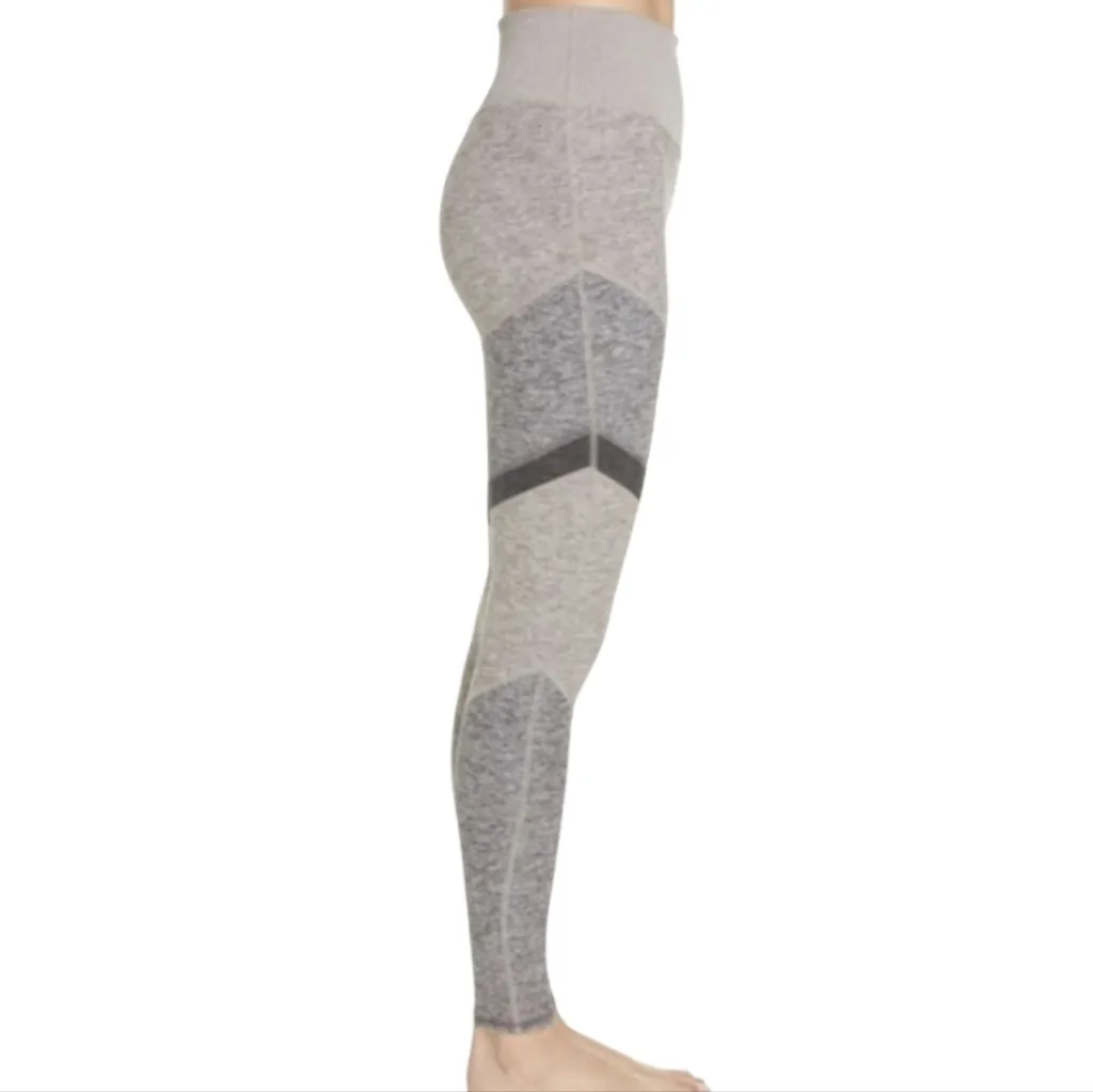 ALO Yoga Leggings High-Waist Alosoft Sheila Tan Grey Colorblock Womens Size XS - Image 3