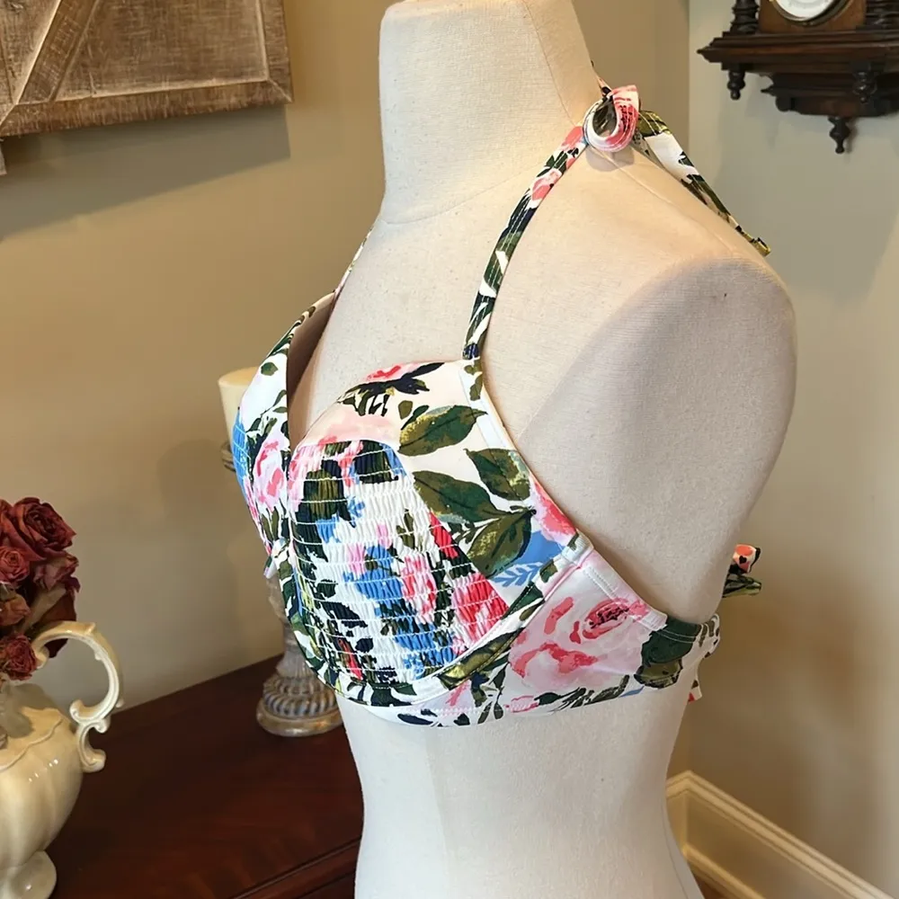 Floral Smocked Underwire Bikini Top New Multiple Size M - Image 6