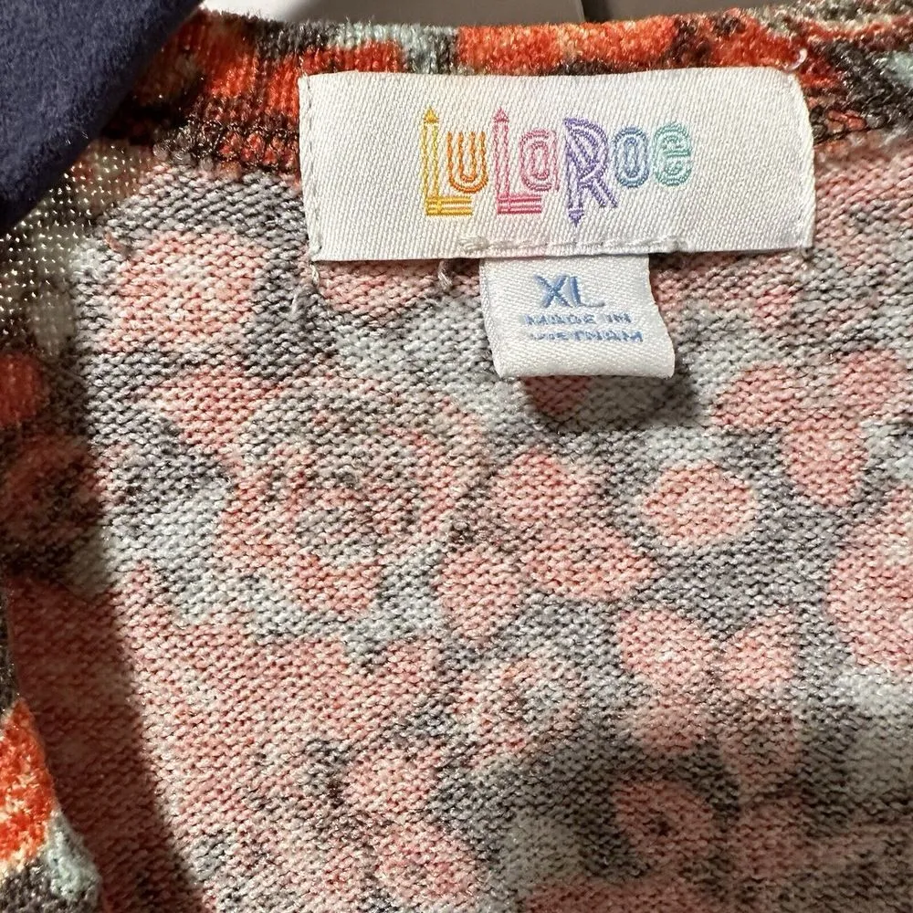 Lularoe Sarah Size XL Fall Burnt Orange Baby Blue Rose Floral - Image 2