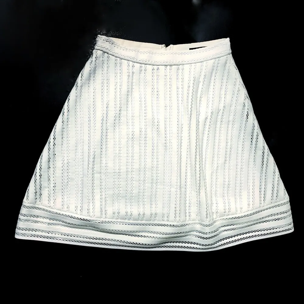 J.Crew striped eyelet skirt white flared skirt office career wear - Image 4