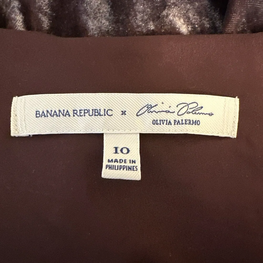 Banana Republic Olivia Palermo Womens Tiered Ruffle Velvet Dress Size 14 Brown - Image 7