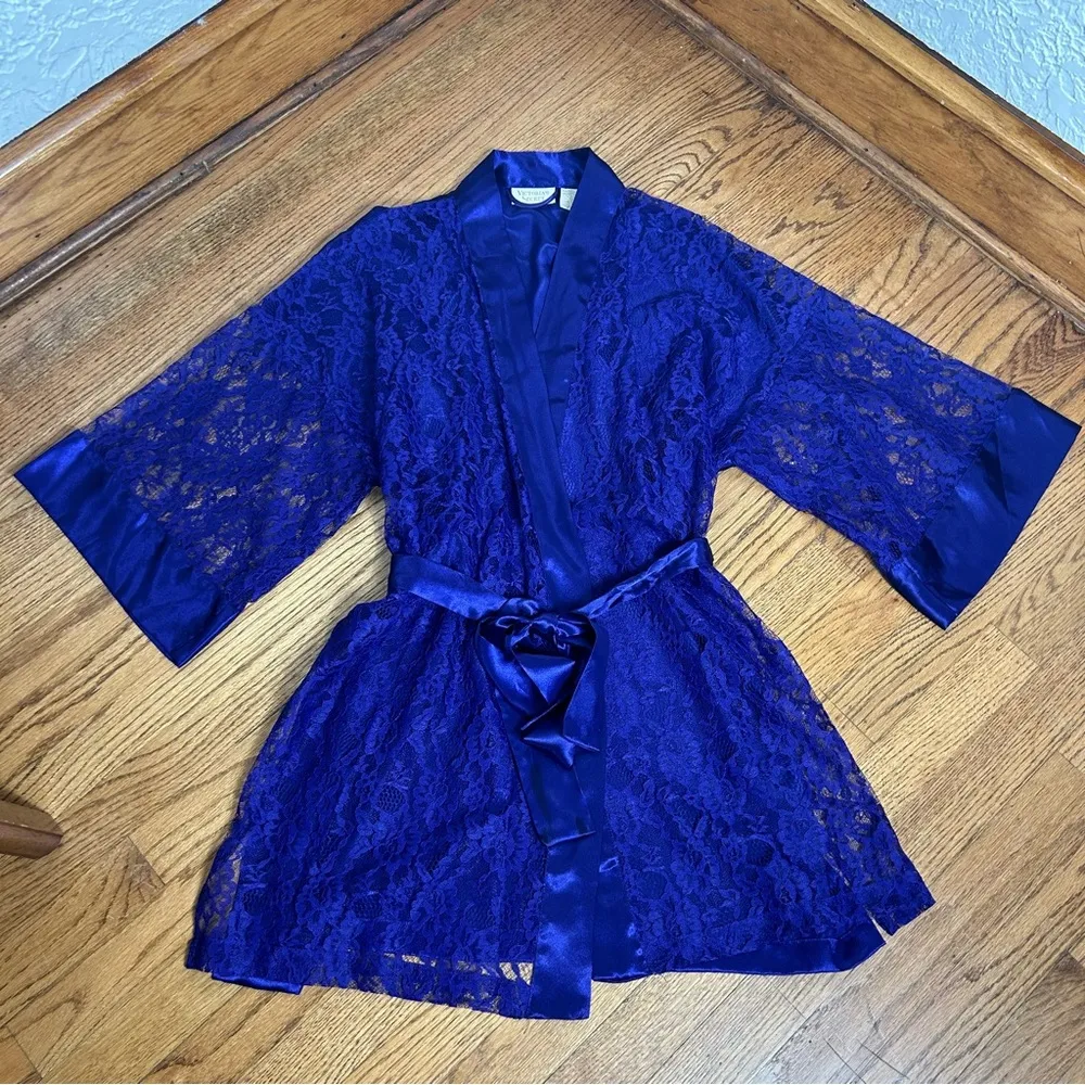 Victoria’s Secret | Vintage 90’s Gold Label Purple Lace Robe Kimono Size OS - Image 10