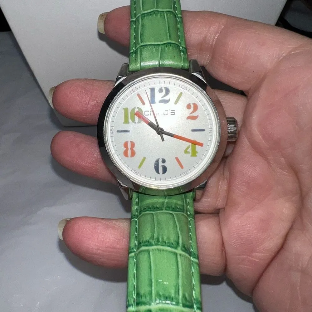 Chicos Green Croco Embossed Strap Big Number Watch (needs‎ battery) - Image 2