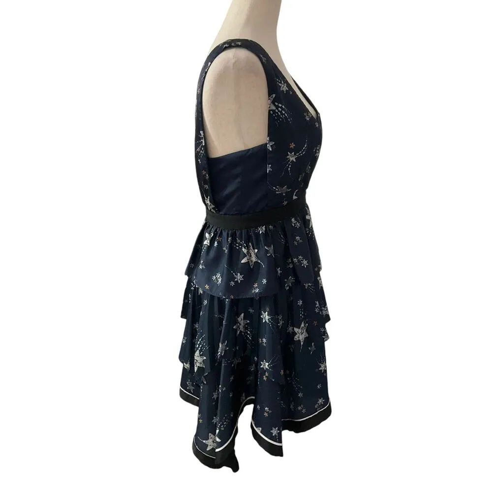 Self-Portrait Blue Star Asymmetrical Handkerchief Dress Women Size 6 | 56-12 - Image 3