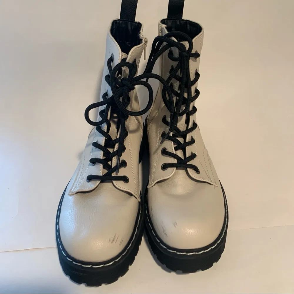 Sincerely Jules Boots Women’s Harley Platform Combat Cream Leather Size 8.5 - Image 11