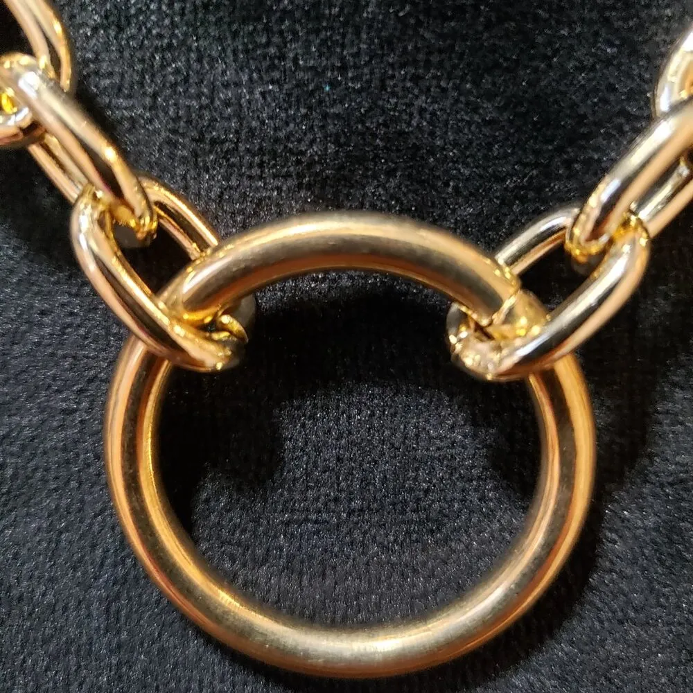 Womens Gold Tone Thick Round Circle Bold Chain Necklace Jewelry with Lobster - Image 5