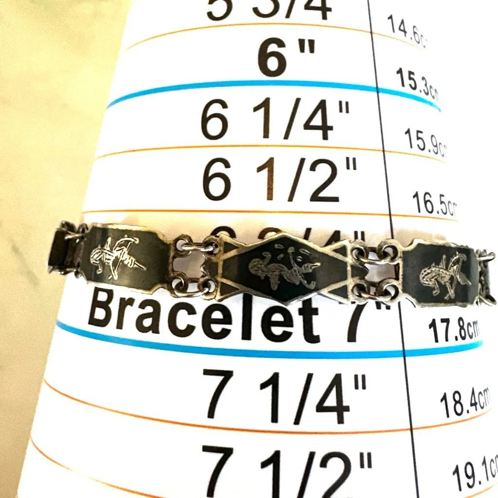 Vintage 1960s Siam Sterling Niello Bracelet Silver - Image 11