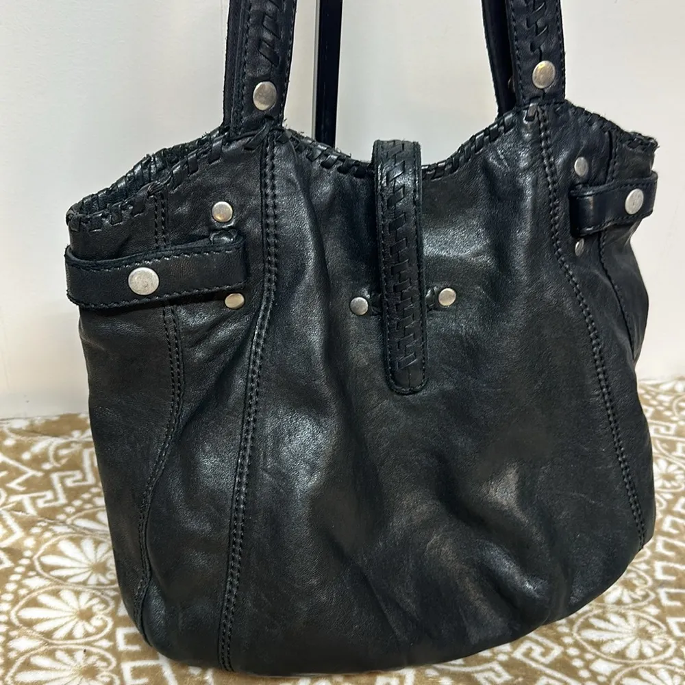 🍀LUCKY BRAND  "High Times"  Lamb Leather  Black Tote Hobo Bag  EUC  ‏   $229.00 - Image 2