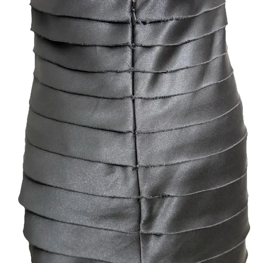 BCBG Women's Size 8 Bandage Bodycon Dress Black Halter Satin - Image 6