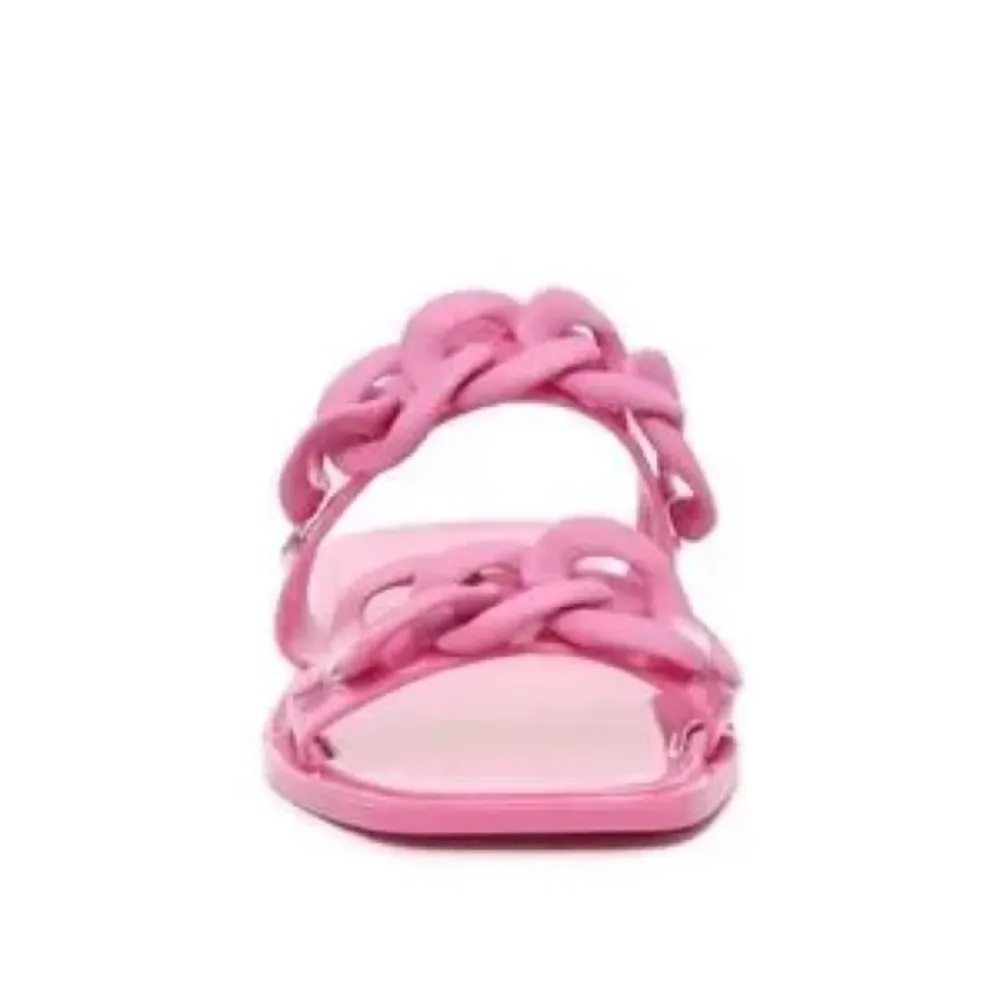 Pink chain jelly slide sandals - Image 2