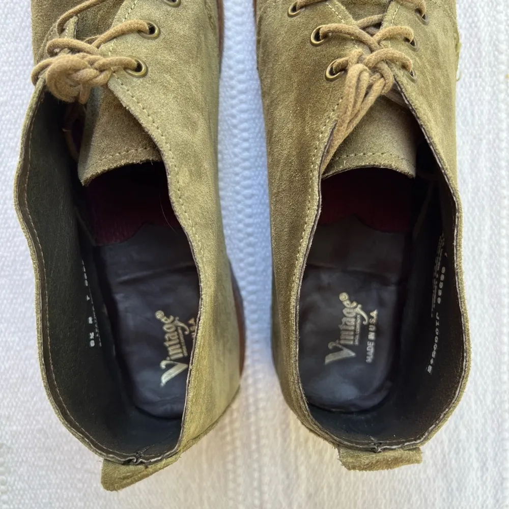 Vintage Shoes Company Olive Suede Leather Booties Size 8.5 Green - Image 5