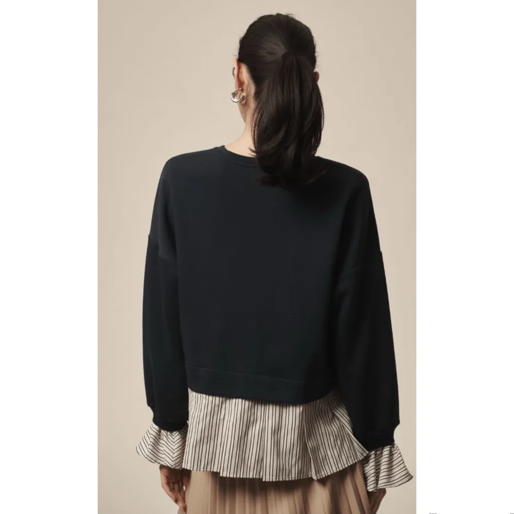 Anthropologie Maeve Striped Trim Twofer Sweatshirt Size Large NEW - Image 2