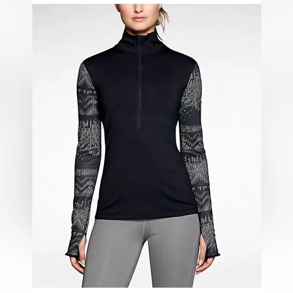 Nike Pro Dri-Fit Long Sleeve 1/2 Zip Pullover Running Top Red Pattern Size Small - Image 11