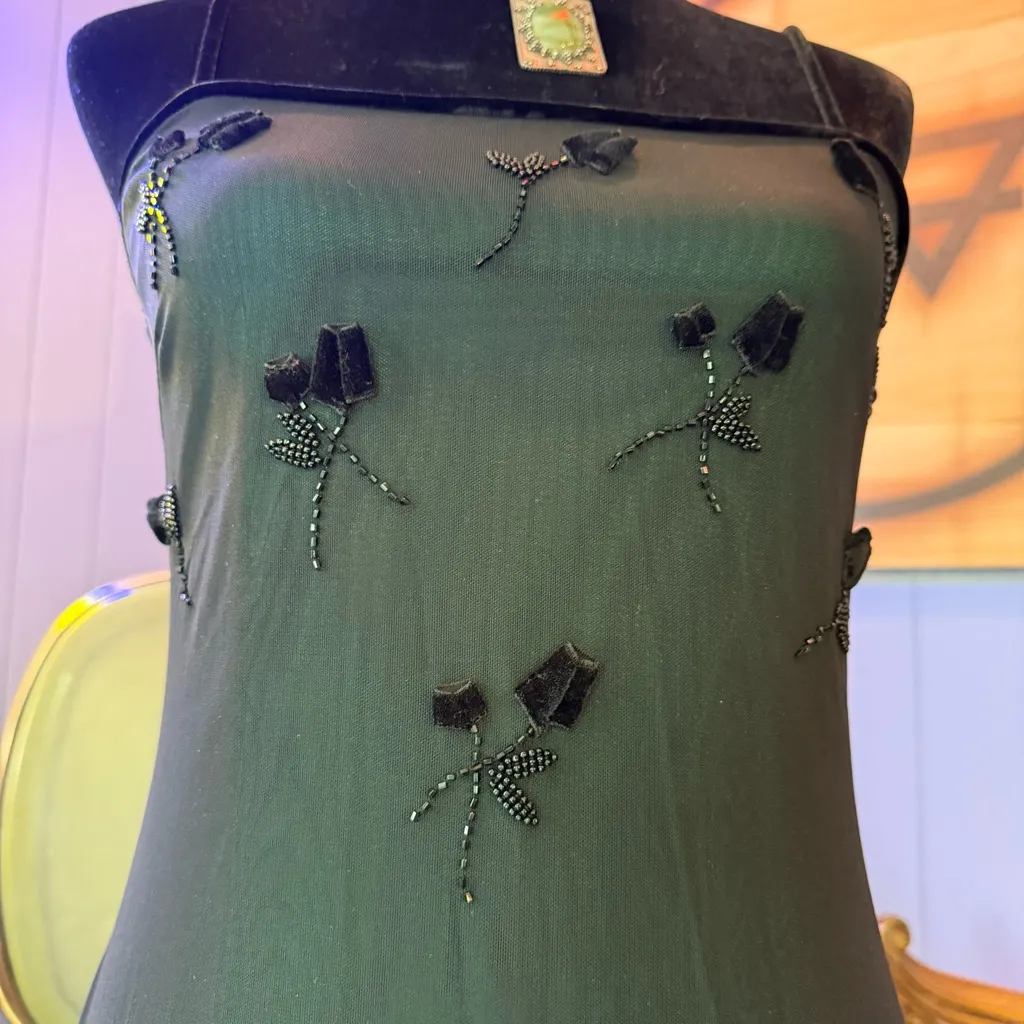 Vintage Y2K Rimini Green Fairycore Whimsical Goth Maxi Dress Size 8 - Image 3